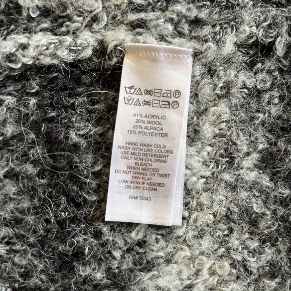 Rachel Zoe Black Grey Sweater Duster Small Ombre Alpaca Wool Teddy - Picture 6 of 8